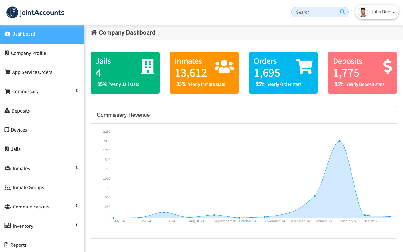 JointAccounts | Correctional Facilities Operations | Interface | Correctional Software Solutions